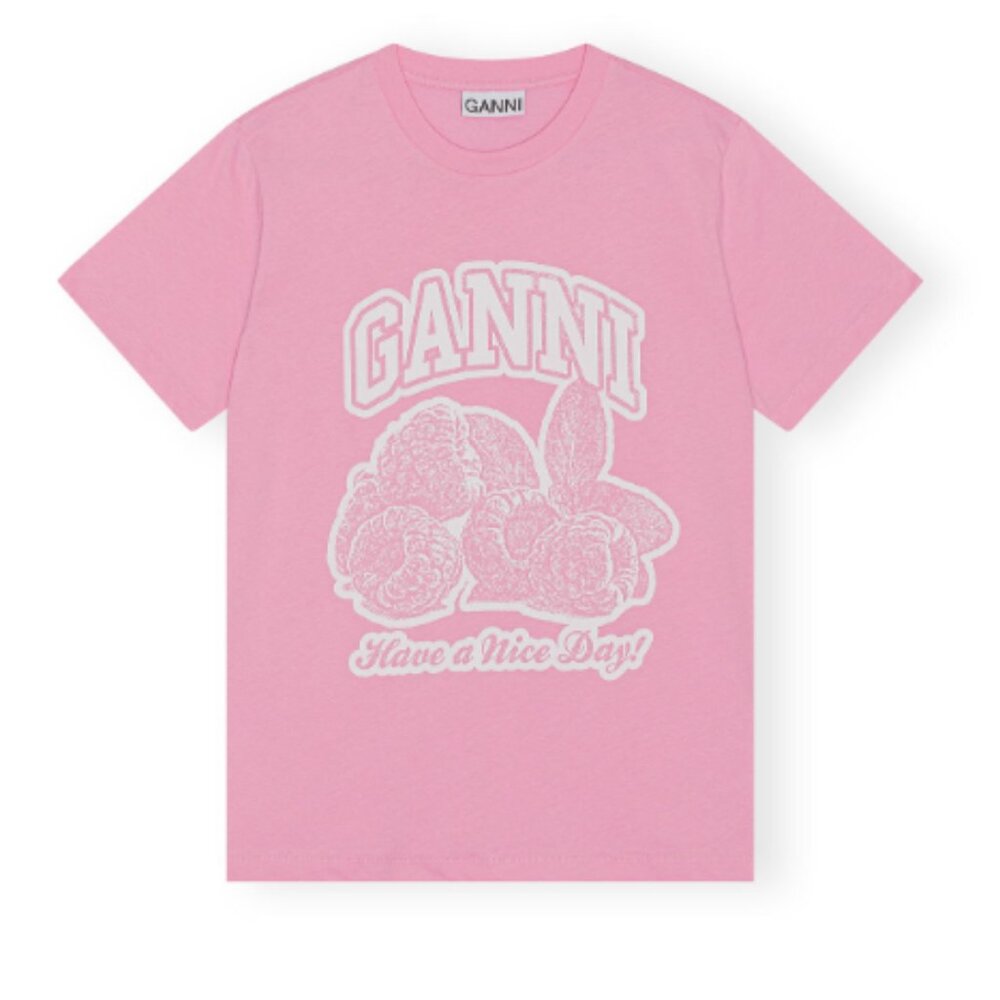 Ganni Raspberry Have A Nice Day T-shirt